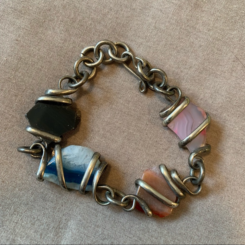 Handmade Vintage Wire Wrapped Crystal Bracelet